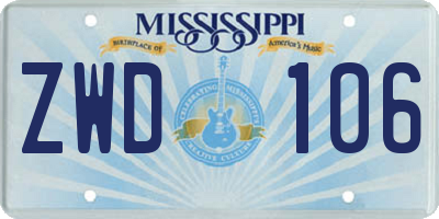 MS license plate ZWD106