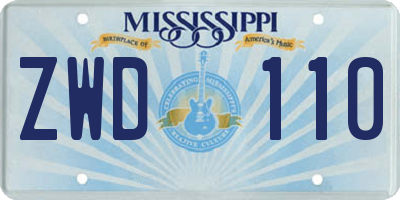 MS license plate ZWD110