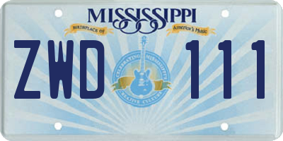 MS license plate ZWD111