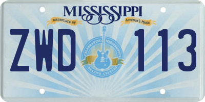 MS license plate ZWD113