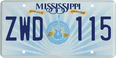 MS license plate ZWD115