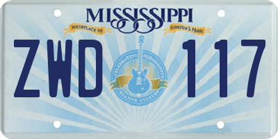 MS license plate ZWD117