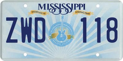 MS license plate ZWD118