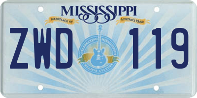 MS license plate ZWD119