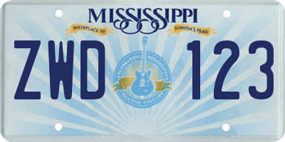 MS license plate ZWD123