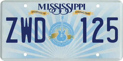 MS license plate ZWD125