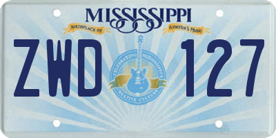 MS license plate ZWD127