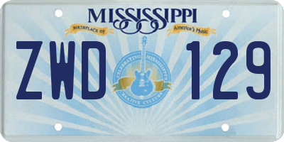 MS license plate ZWD129