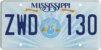 MS license plate ZWD130
