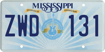 MS license plate ZWD131