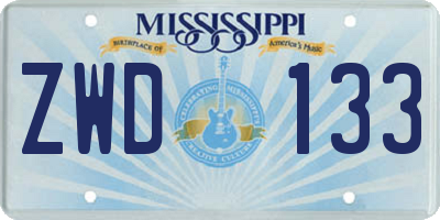 MS license plate ZWD133