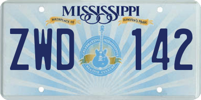 MS license plate ZWD142