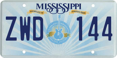 MS license plate ZWD144