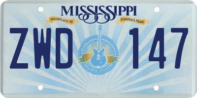 MS license plate ZWD147