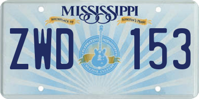 MS license plate ZWD153