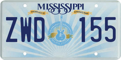 MS license plate ZWD155