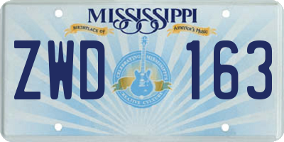 MS license plate ZWD163