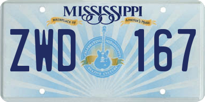 MS license plate ZWD167