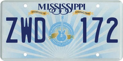 MS license plate ZWD172