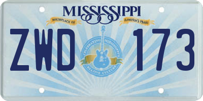 MS license plate ZWD173