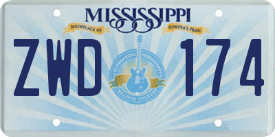 MS license plate ZWD174