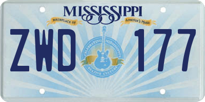 MS license plate ZWD177