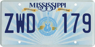 MS license plate ZWD179