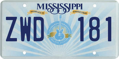 MS license plate ZWD181