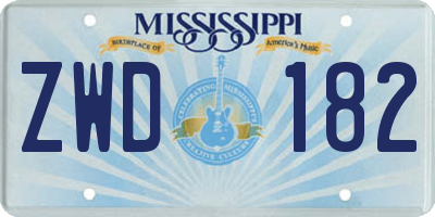 MS license plate ZWD182