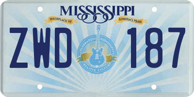 MS license plate ZWD187