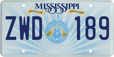 MS license plate ZWD189