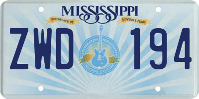 MS license plate ZWD194