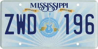 MS license plate ZWD196