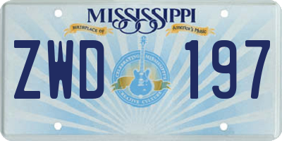 MS license plate ZWD197