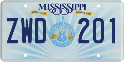 MS license plate ZWD201