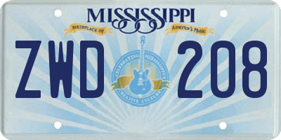 MS license plate ZWD208