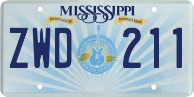 MS license plate ZWD211