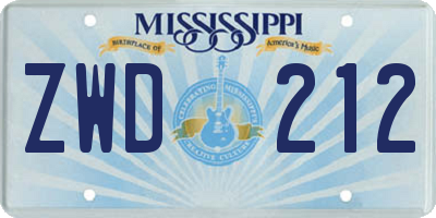MS license plate ZWD212