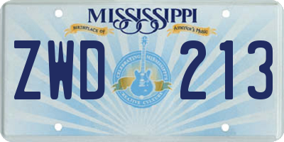 MS license plate ZWD213