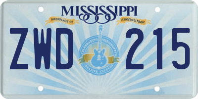 MS license plate ZWD215