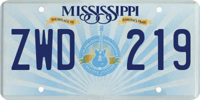 MS license plate ZWD219