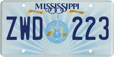 MS license plate ZWD223