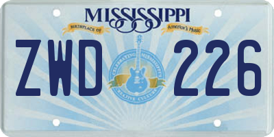 MS license plate ZWD226