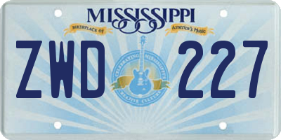 MS license plate ZWD227