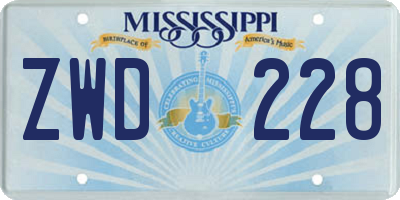 MS license plate ZWD228