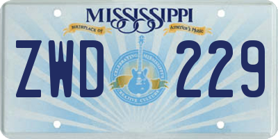 MS license plate ZWD229