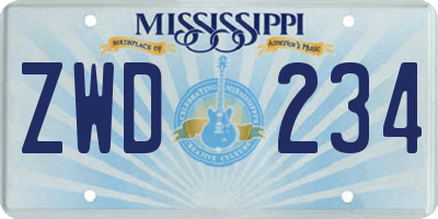 MS license plate ZWD234