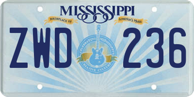 MS license plate ZWD236