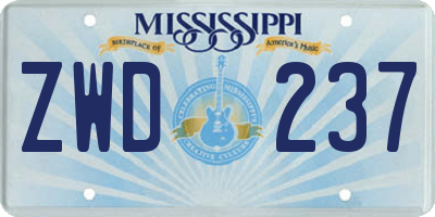 MS license plate ZWD237