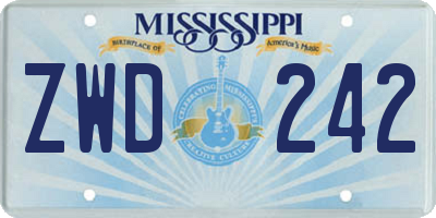 MS license plate ZWD242